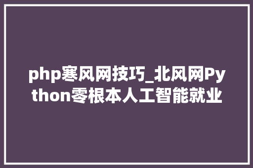 php寒风网技巧_北风网Python零根本人工智能就业课程30G视频教程分享