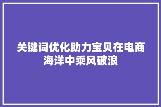 关键词优化助力宝贝在电商海洋中乘风破浪