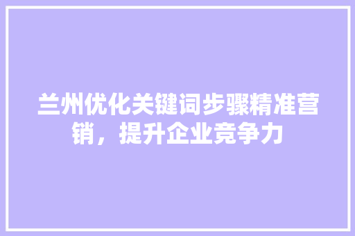 兰州优化关键词步骤精准营销，提升企业竞争力
