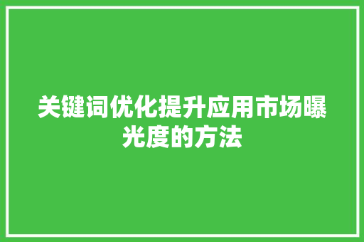 关键词优化提升应用市场曝光度的方法