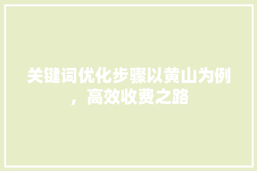 关键词优化步骤以黄山为例，高效收费之路