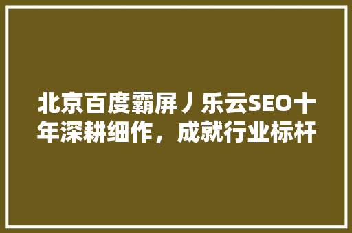 北京百度霸屏丿乐云SEO十年深耕细作，成就行业标杆