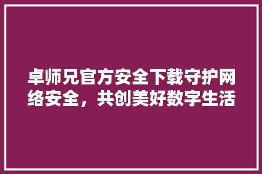 卓师兄官方安全下载守护网络安全，共创美好数字生活