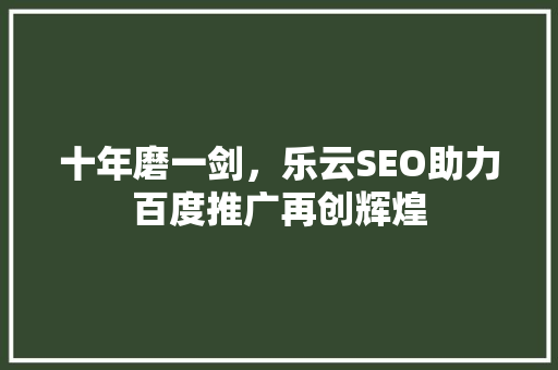 十年磨一剑，乐云SEO助力百度推广再创辉煌