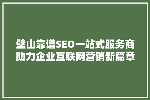 壁山靠谱SEO一站式服务商助力企业互联网营销新篇章