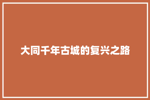 大同千年古城的复兴之路