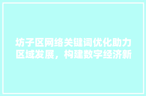 坊子区网络关键词优化助力区域发展，构建数字经济新格局