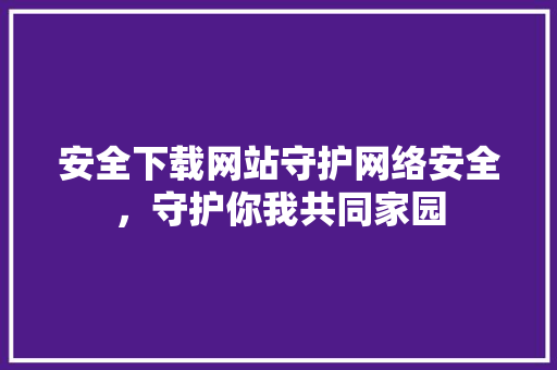 安全下载网站守护网络安全，守护你我共同家园