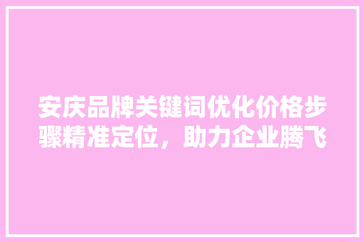 安庆品牌关键词优化价格步骤精准定位，助力企业腾飞