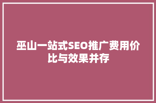 巫山一站式SEO推广费用价比与效果并存