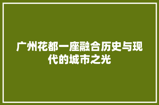 广州花都一座融合历史与现代的城市之光