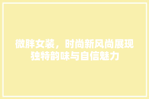 微胖女装，时尚新风尚展现独特韵味与自信魅力