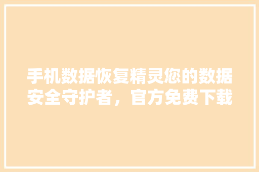 手机数据恢复精灵您的数据安全守护者，官方免费下载，助您轻松找回丢失信息