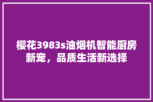 樱花3983s油烟机智能厨房新宠，品质生活新选择