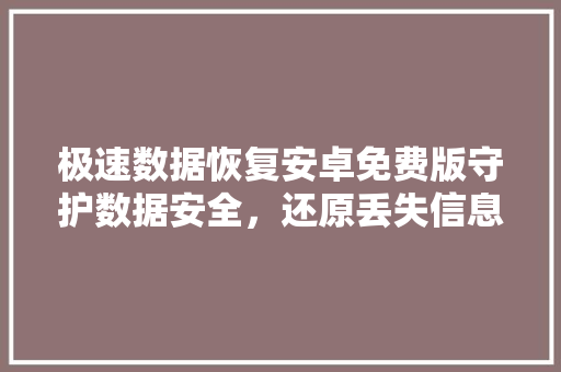 极速数据恢复安卓免费版守护数据安全，还原丢失信息