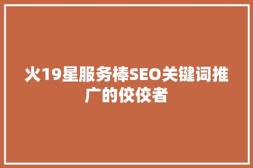 火19星服务棒SEO关键词推广的佼佼者