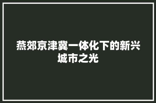 燕郊京津冀一体化下的新兴城市之光
