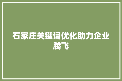 石家庄关键词优化助力企业腾飞