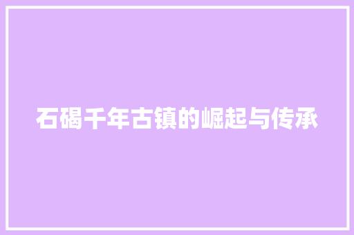 石碣千年古镇的崛起与传承