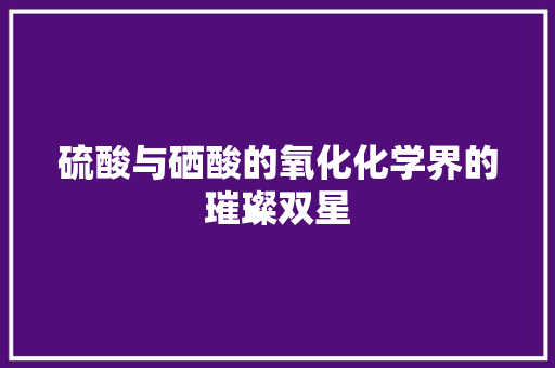 硫酸与硒酸的氧化化学界的璀璨双星