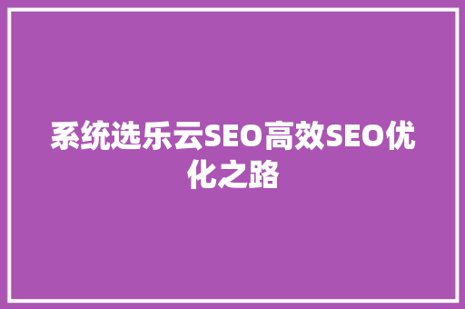 系统选乐云SEO高效SEO优化之路