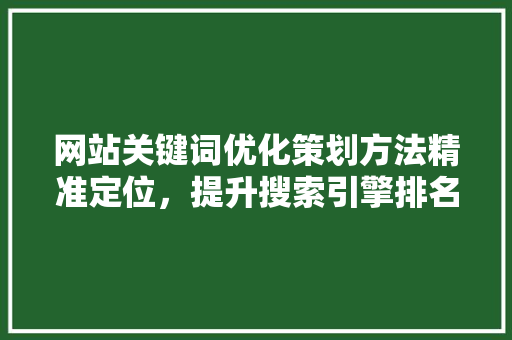 网站关键词优化策划方法精准定位，提升搜索引擎排名