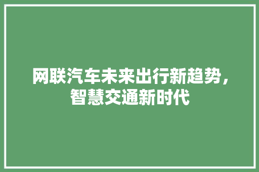 网联汽车未来出行新趋势，智慧交通新时代