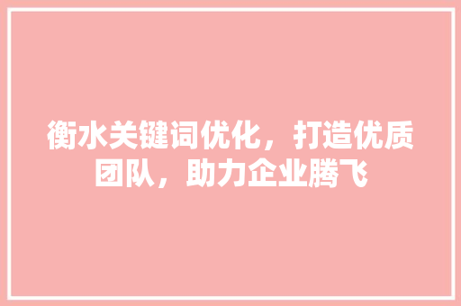 衡水关键词优化，打造优质团队，助力企业腾飞