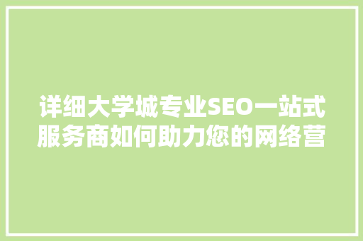 详细大学城专业SEO一站式服务商如何助力您的网络营销