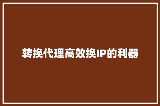 转换代理高效换IP的利器