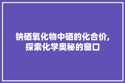 钠硒氧化物中硒的化合价,探索化学奥秘的窗口