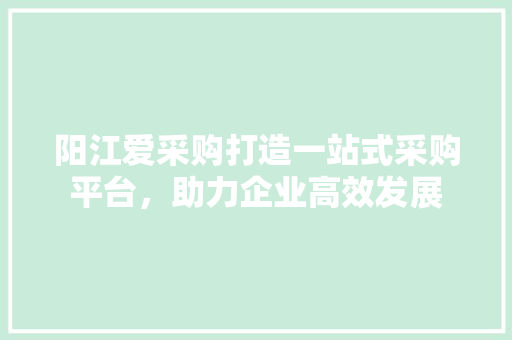 阳江爱采购打造一站式采购平台，助力企业高效发展