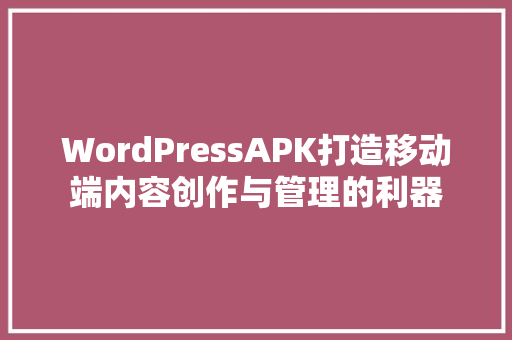 WordPressAPK打造移动端内容创作与管理的利器