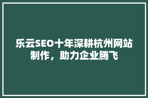 乐云SEO十年深耕杭州网站制作，助力企业腾飞