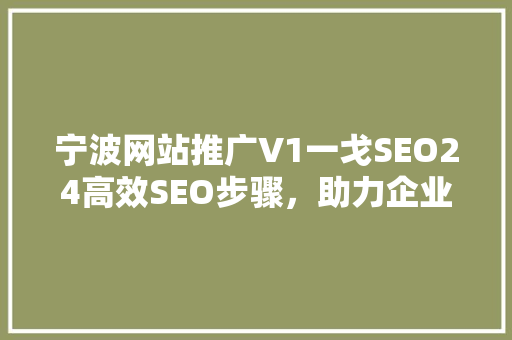 宁波网站推广V1一戈SEO24高效SEO步骤，助力企业互联网营销新篇章