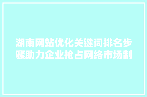 湖南网站优化关键词排名步骤助力企业抢占网络市场制高点