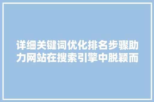 详细关键词优化排名步骤助力网站在搜索引擎中脱颖而出