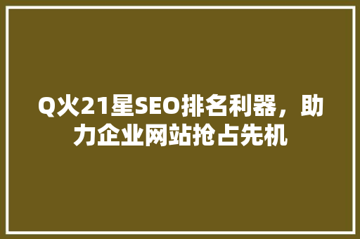 Q火21星SEO排名利器，助力企业网站抢占先机
