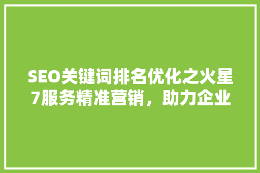 SEO关键词排名优化之火星7服务精准营销，助力企业腾飞