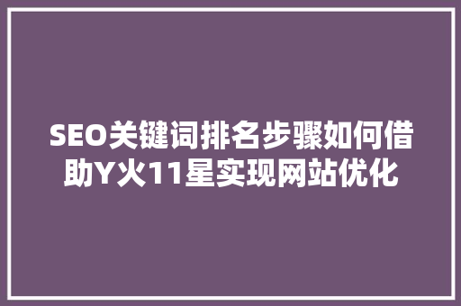 SEO关键词排名步骤如何借助Y火11星实现网站优化