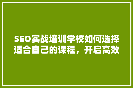 SEO实战培训学校如何选择适合自己的课程，开启高效学习之旅
