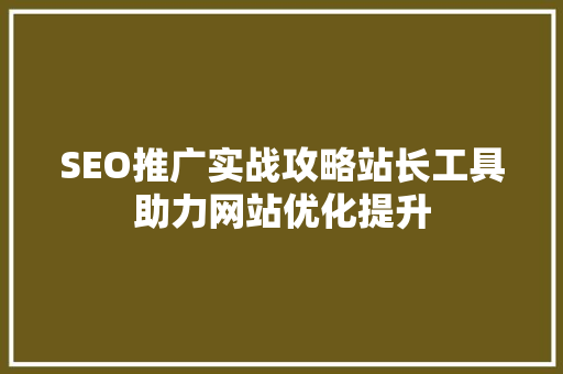 SEO推广实战攻略站长工具助力网站优化提升