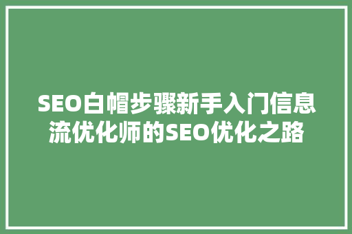 SEO白帽步骤新手入门信息流优化师的SEO优化之路