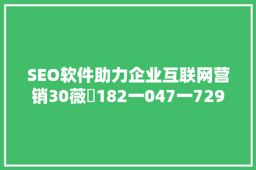 SEO软件助力企业互联网营销30薇伈182一047一729与运用