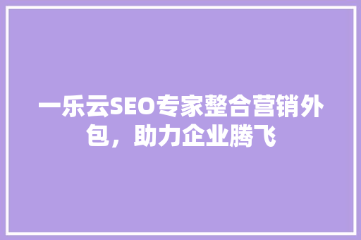 一乐云SEO专家整合营销外包，助力企业腾飞