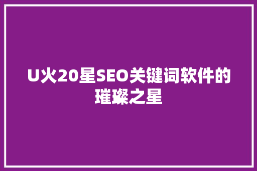U火20星SEO关键词软件的璀璨之星