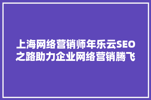 上海网络营销师年乐云SEO之路助力企业网络营销腾飞