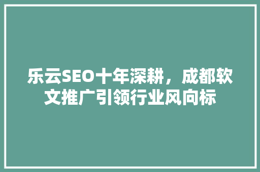 乐云SEO十年深耕，成都软文推广引领行业风向标