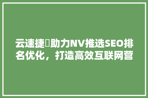 云速捷乚助力NV推选SEO排名优化，打造高效互联网营销新步骤