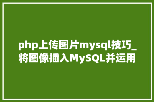 php上传图片mysql技巧_将图像插入MySQL并运用PHP检索图像